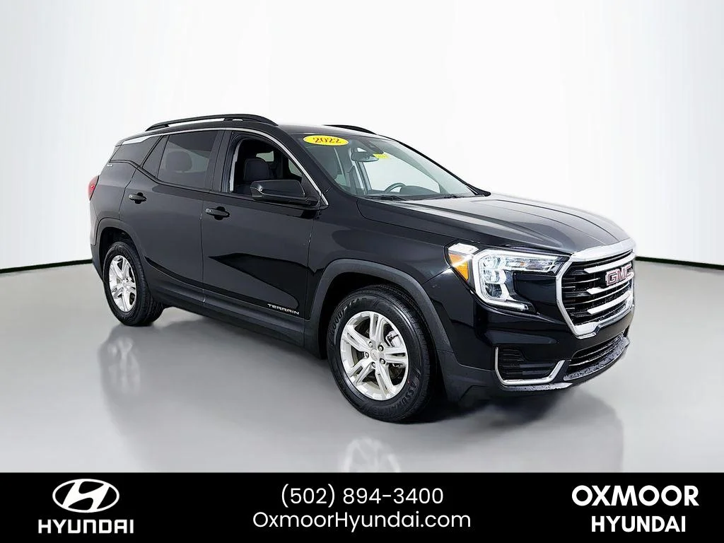 Used 2022 Ebony Twilight Metallic GMC SLE image 1