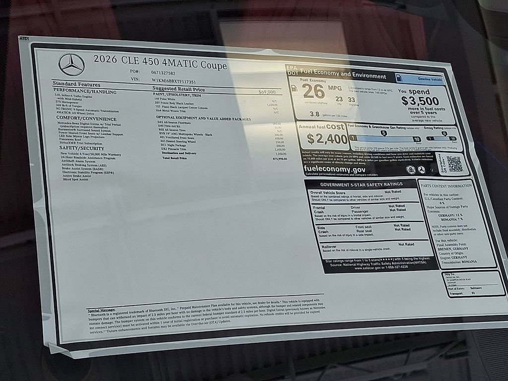 New 2026 Polar White Mercedes-Benz CLE 450 image 54