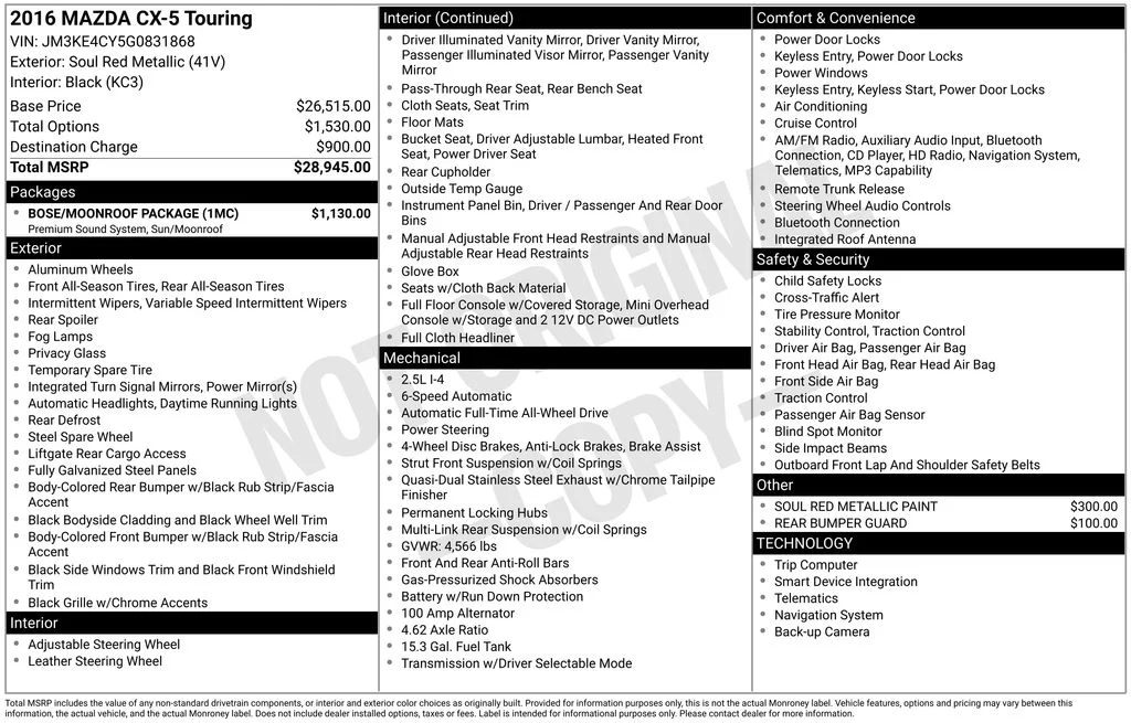 Used 2016 Red Mazda Touring image 3