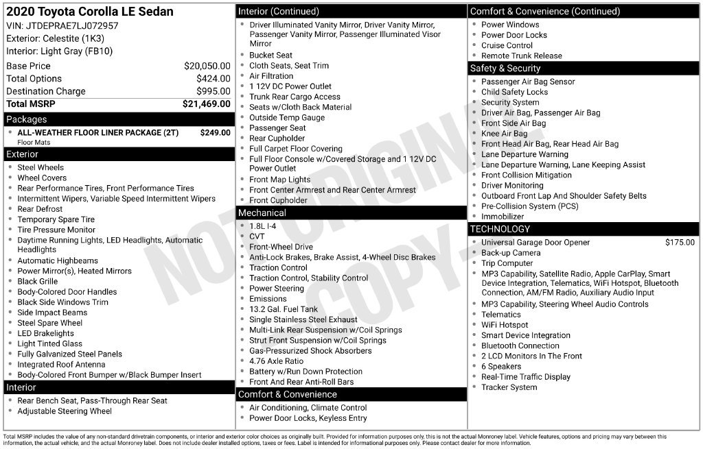 Certified Used 2020 Blue Toyota LE image 9