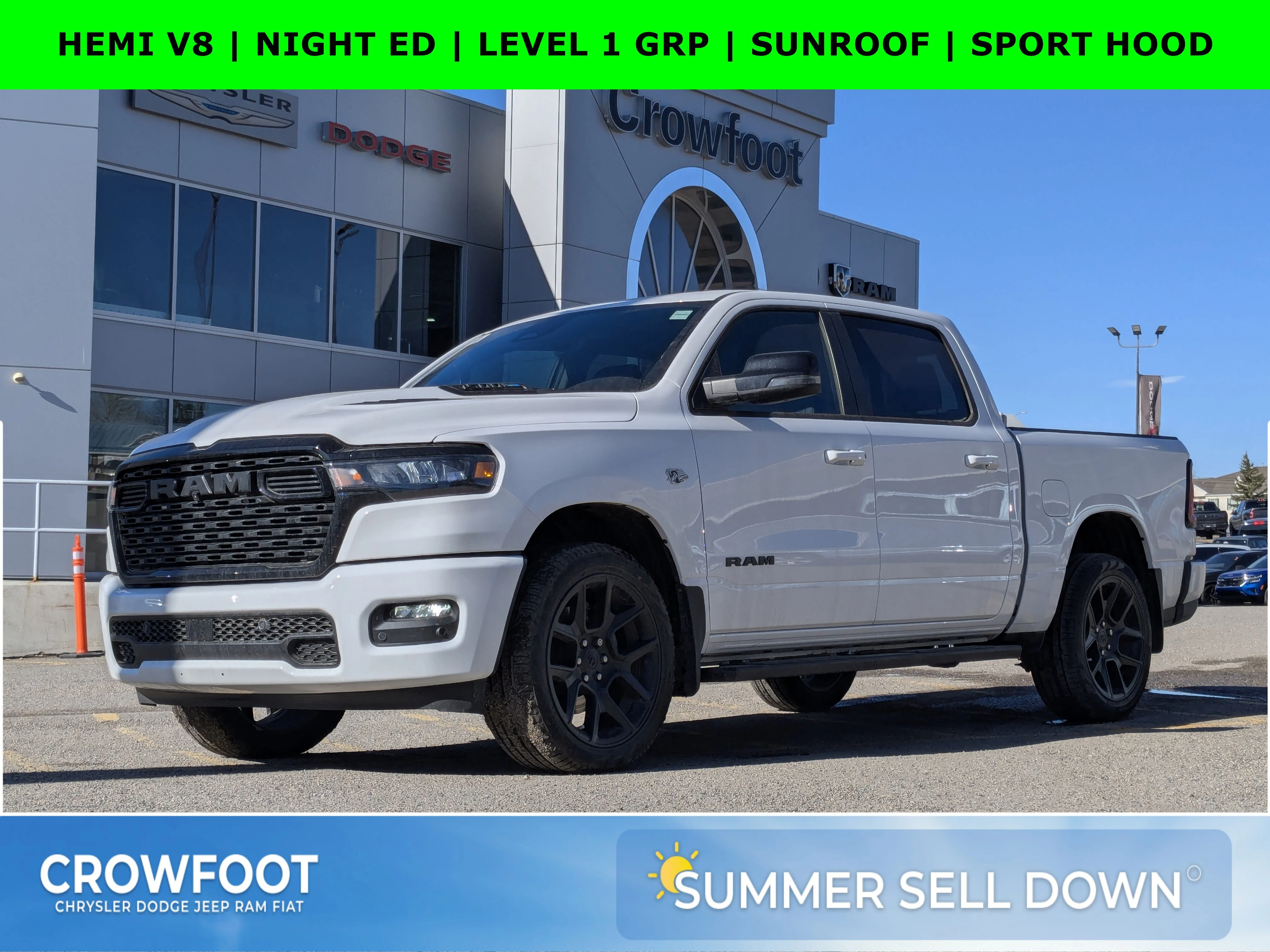 New 2026 White RAM Sport - - Night Edition - Sport Lvl 1 Grp - 5.7L HEMI V8 eTorque - Pano Sunroof & More image 1