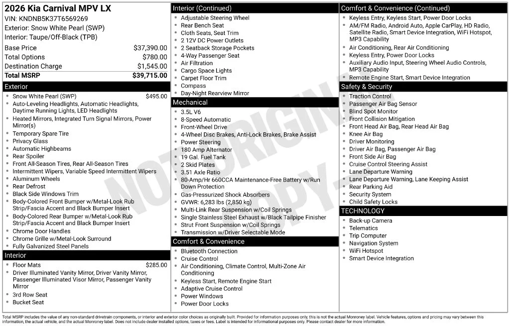 Used 2026 White Kia LX image 6