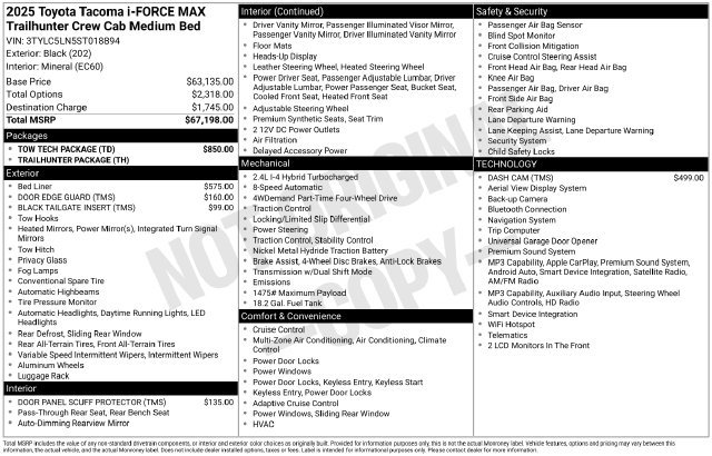 Used 2025 Black Toyota Trailhunter image 2
