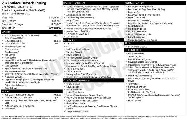 Used 2021 Gray Subaru Touring image 7