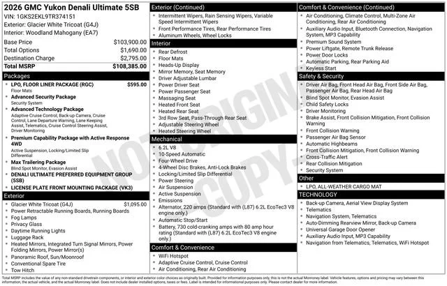 New 2026 Glacier White Tricoat GMC Denali Ultimate image 27
