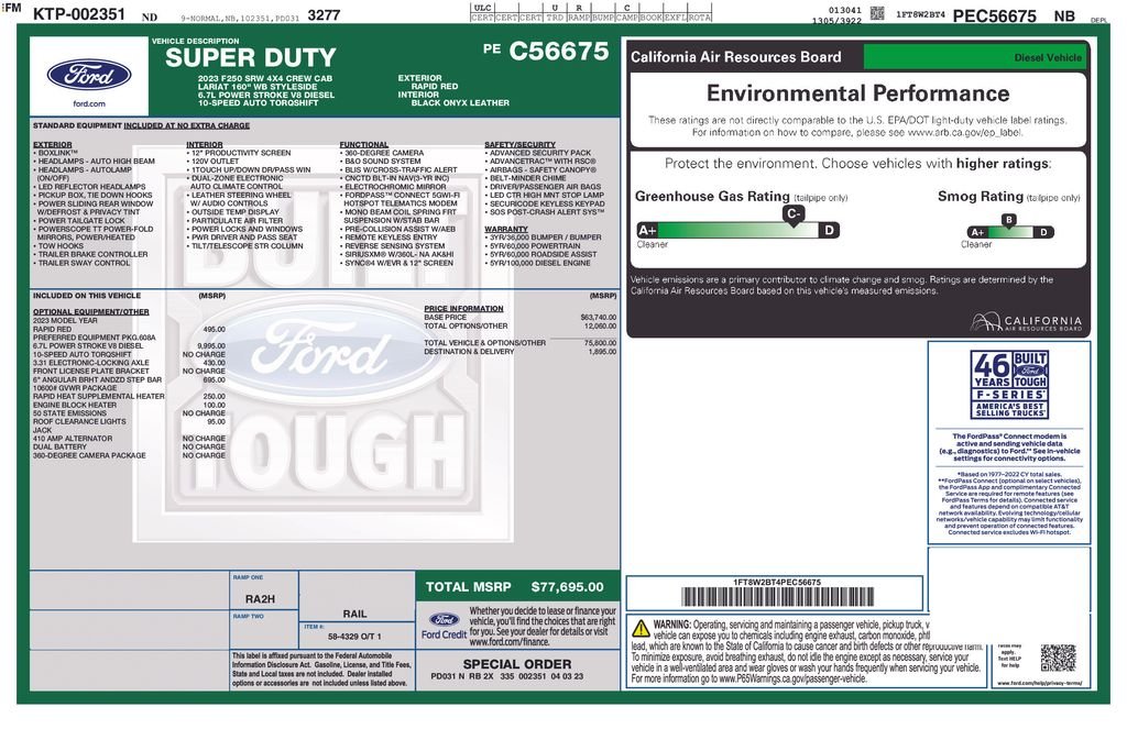 Used 2023 Ford F-250 Super Duty Lariat with VIN 1FT8W2BT4PEC56675 for sale in Elk River, Minnesota