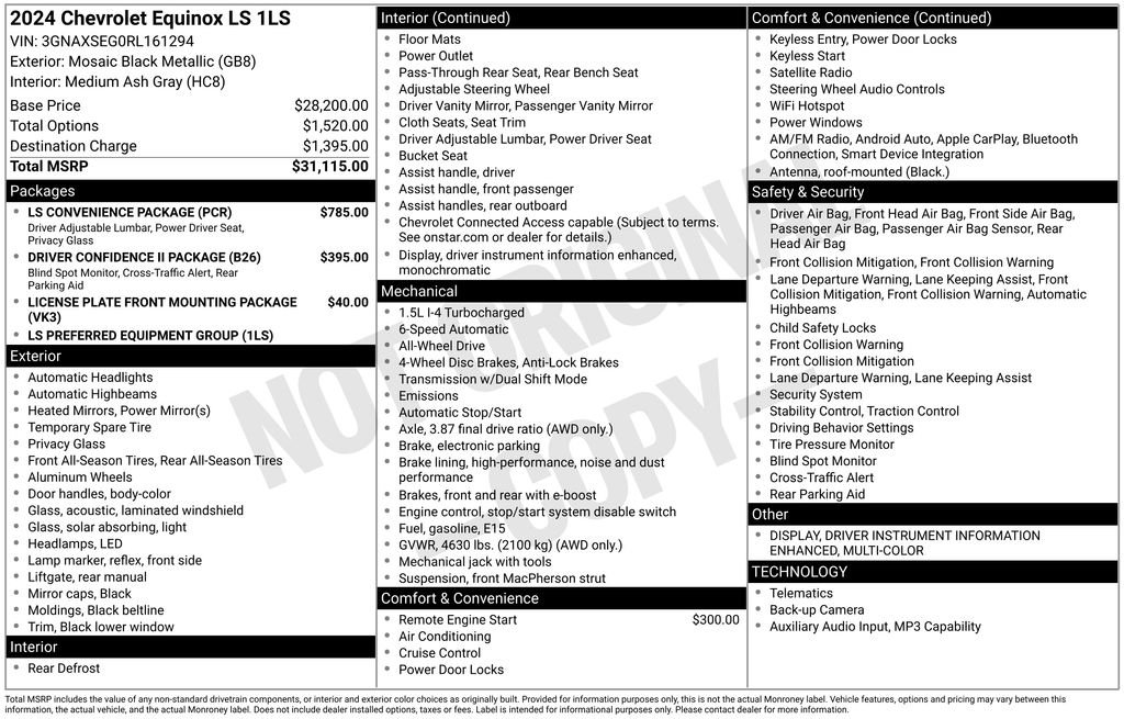 Used 2024 Black Chevrolet LS image 8