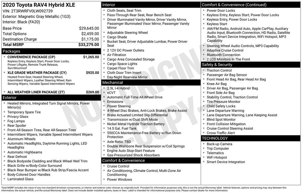 Used 2020 Gray Toyota XLE image 10