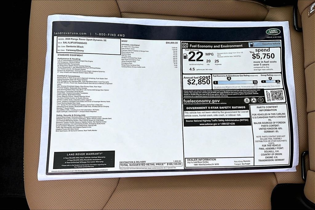 New 2026 SANTORINI BLACK Land Rover Dynamic SE image 14