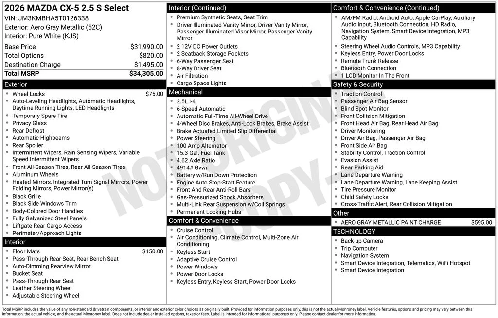 New 2026 Aero Gray Metallic Mazda 2.5 S Select image 2