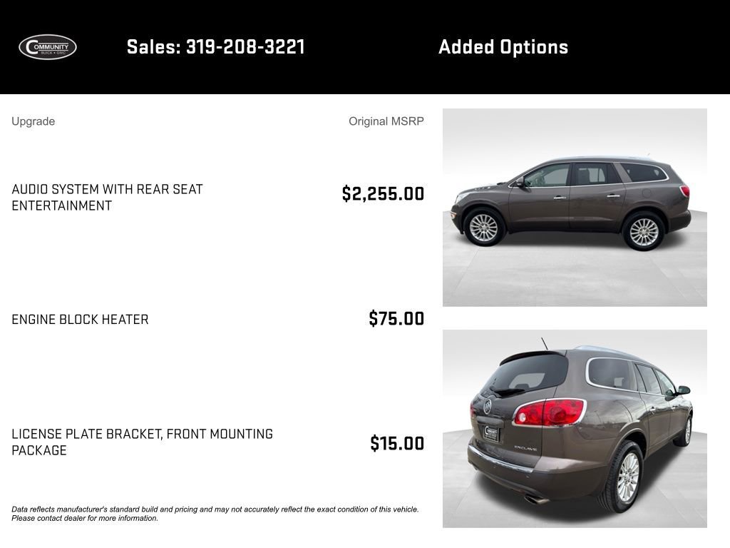 Used 2012 Buick Enclave Leather with VIN 5GAKRCED2CJ308377 for sale in Waterloo, IA