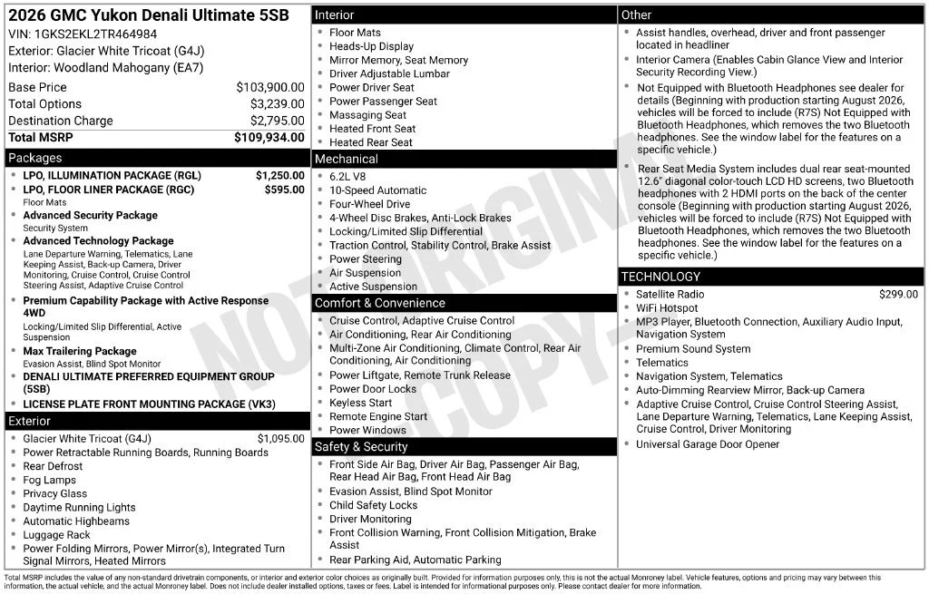 New 2026 GMC Yukon Denali Ultimate, photo 43