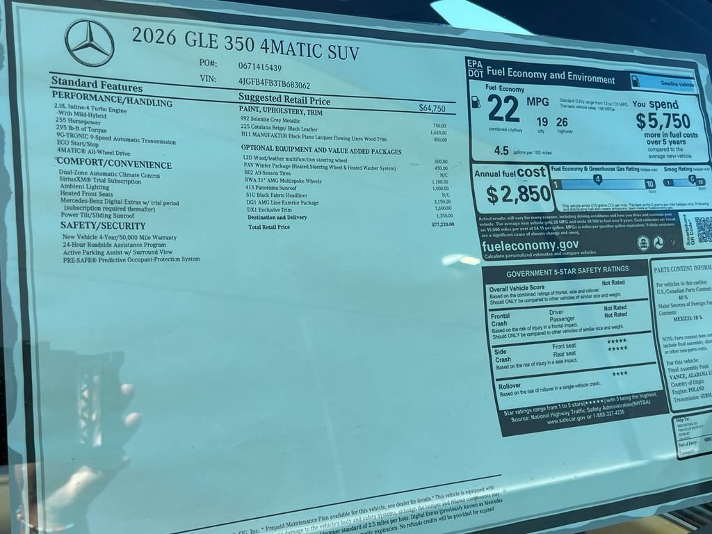 New 2026 Selenite Grey Metallic Mercedes-Benz GLE 350 image 76