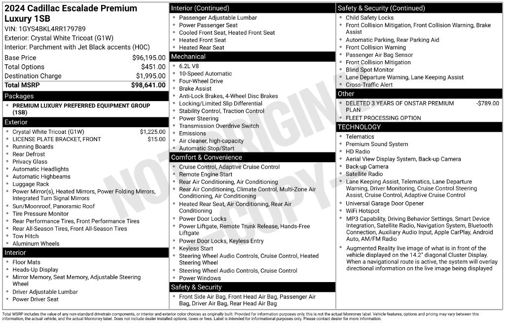 Used 2024 White Cadillac Premium Luxury image 3
