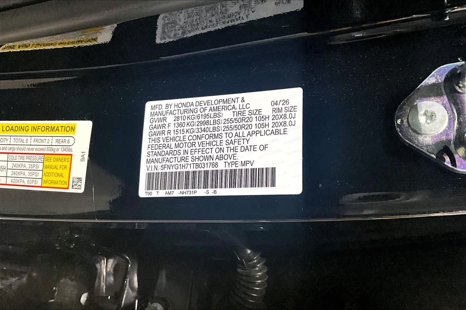 Used 2026 Crystal Black Pearl Honda Touring image 37
