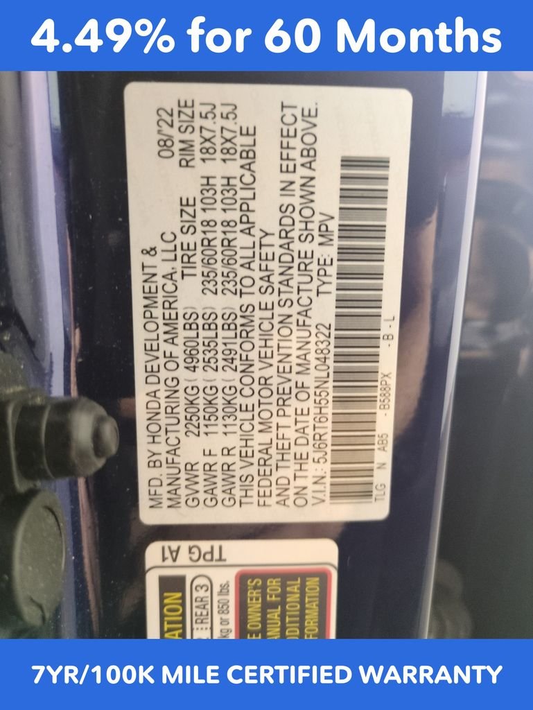 Certified Used 2022 Obsidian Blue Pearl Honda EX image 29