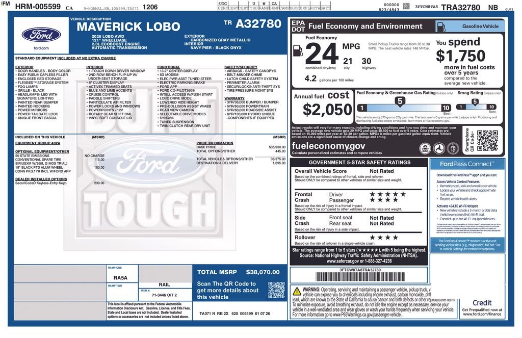 New 2026 Carbonized Gray Metallic Ford Lobo Standard image 2