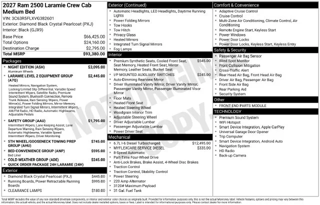 New 2027 Diamond Black Crystal Pearl-Coat Exterior Paint RAM Laramie image 4