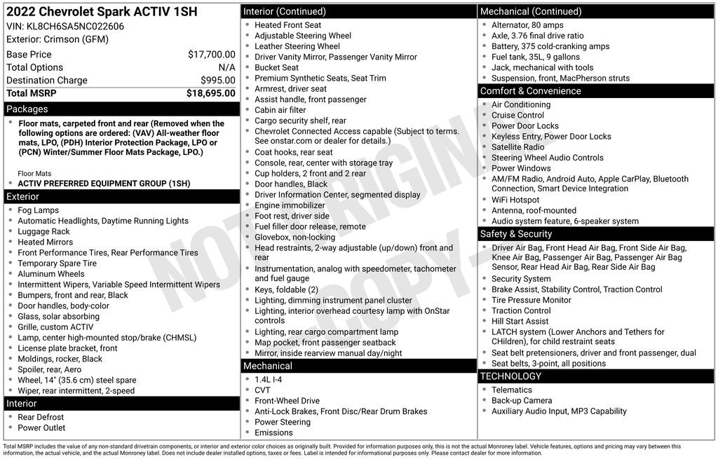 Used 2022 Crimson Chevrolet ACTIV image 6