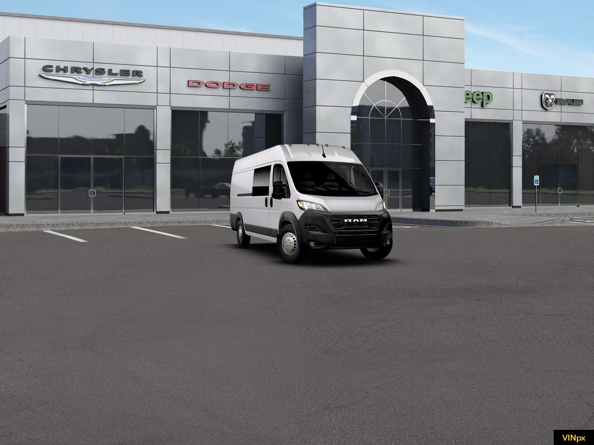 New 2026 Bright White Clear-Coat Exterior Paint RAM Cargo Van Tradesman High Roof 159