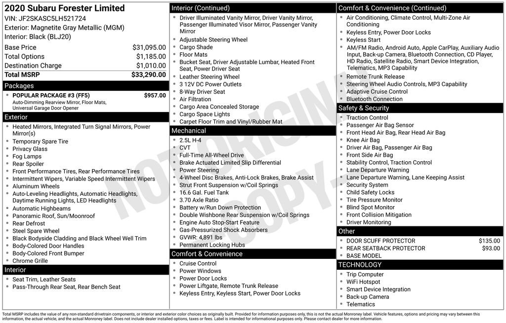 Used 2020 Gray Subaru Limited image 4