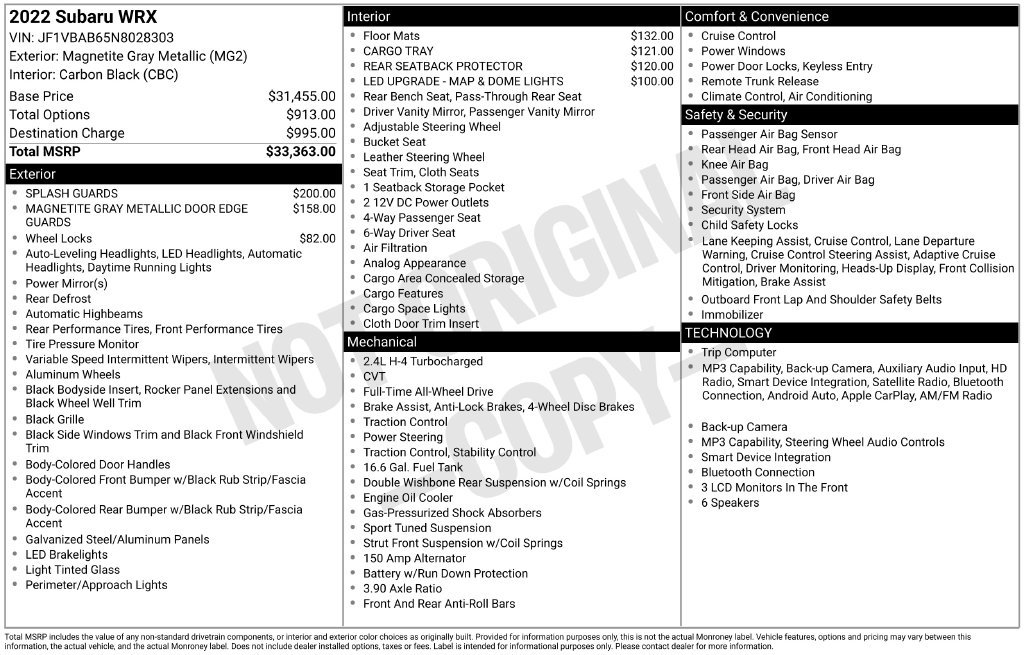 Used 2022 Gray Subaru Base image 30