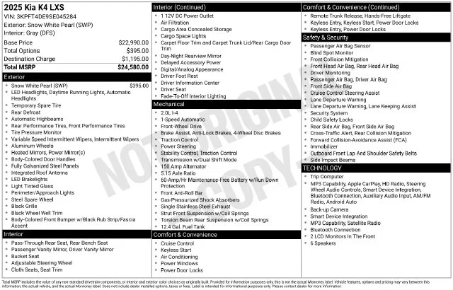 Used 2025 White Kia LXS image 33