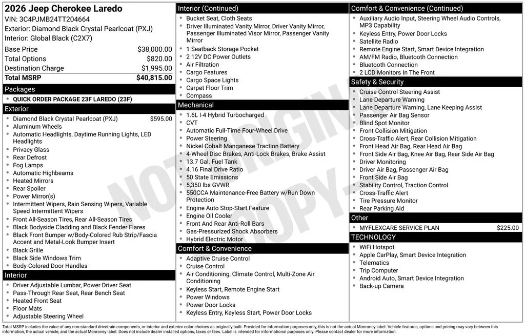 New 2026 Diamond Black Crystal Pearl-Coat Exterior Paint Jeep Laredo image 7