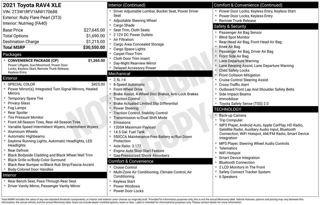 Used 2021 Red Toyota XLE image 2