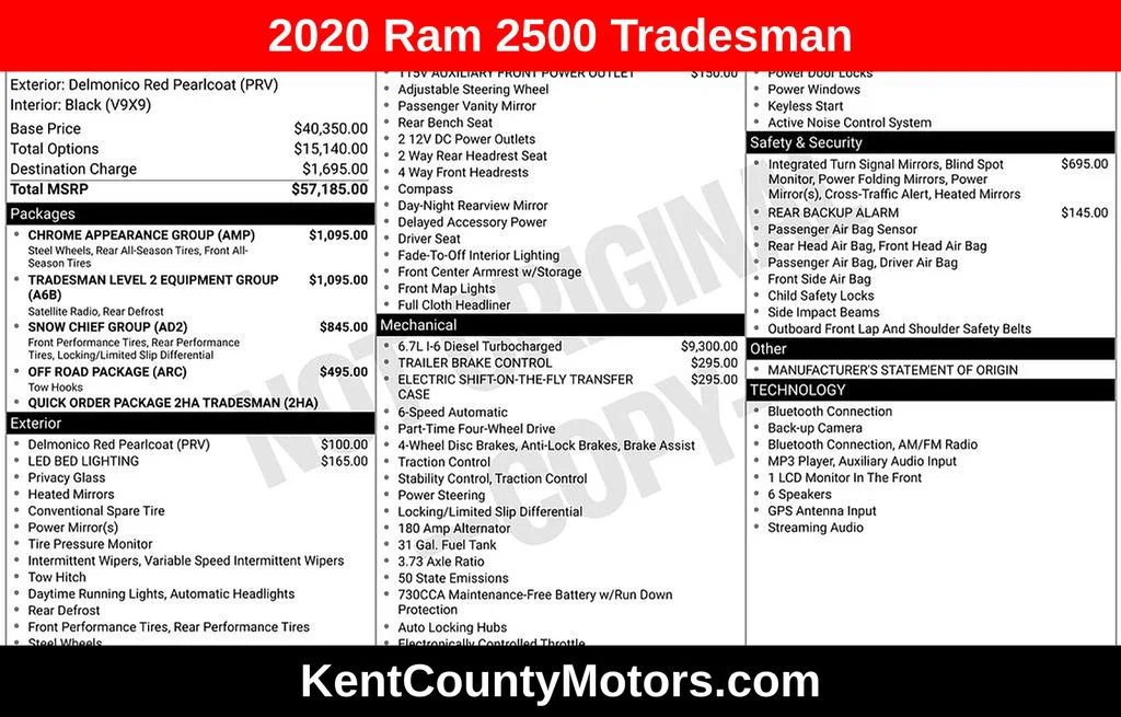 Used 2020 Delmonico Red Pearlcoat Ram Tradesman image 1