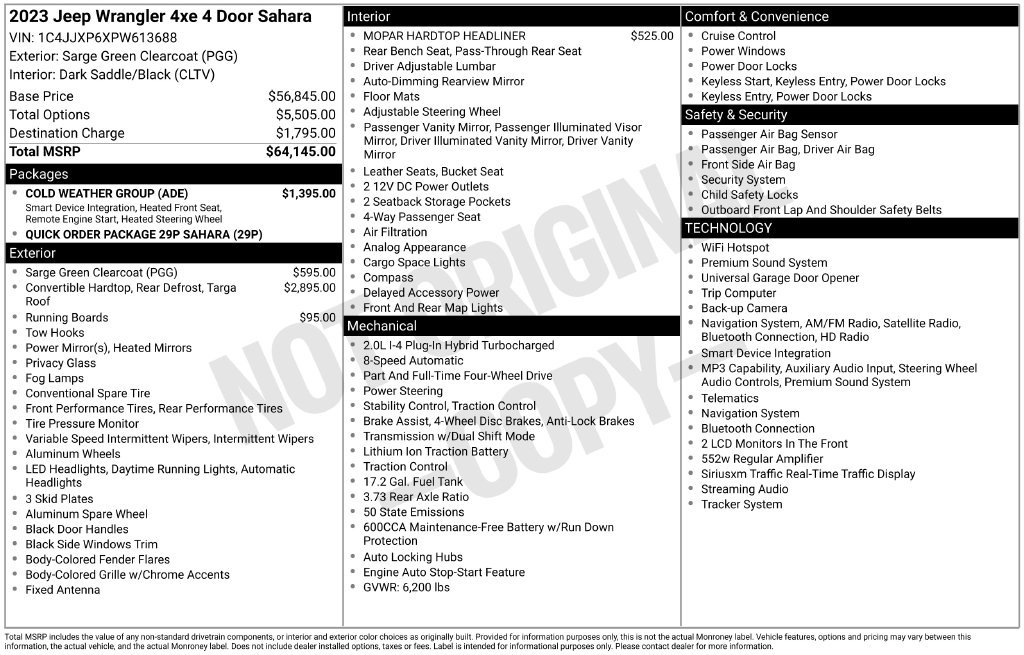 Used 2023 Green Jeep Sahara 4xe image 3