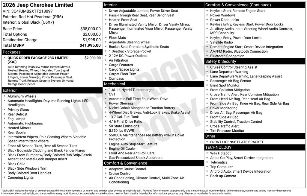New 2026 Red Hot Pearl-Coat Exterior Paint Jeep Limited image 30