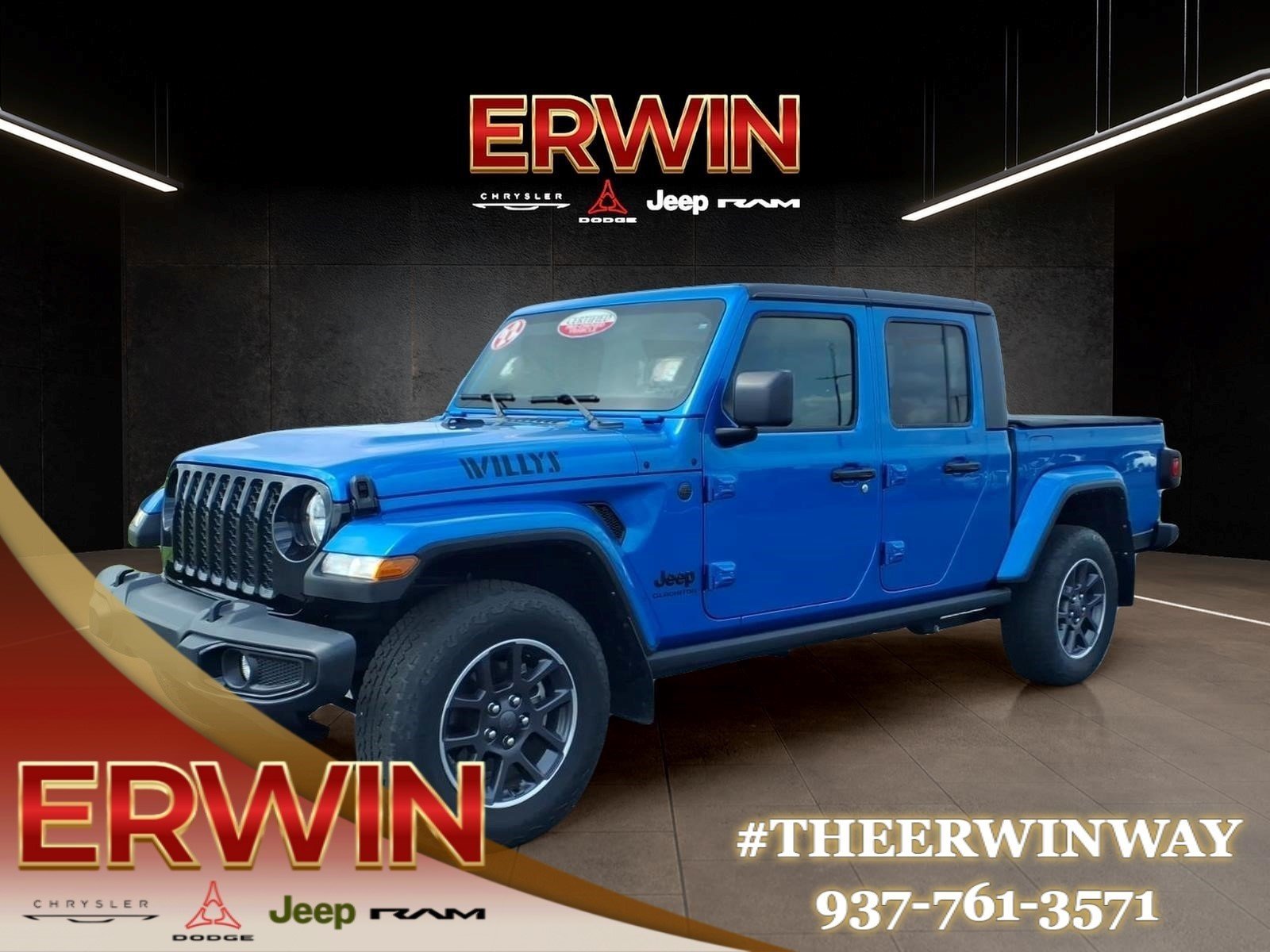 Used 2022 Hydro Blue Pearl Coat Jeep Willys image 3