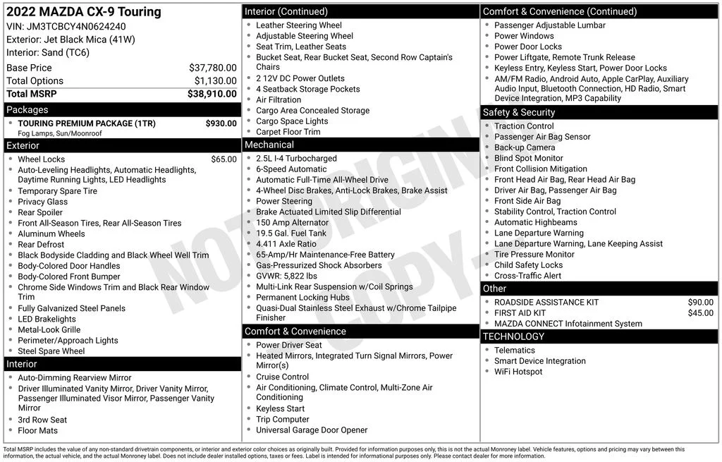 Used 2022 Black Mazda Touring image 17