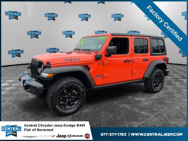 Certified Used 2023 Orange Jeep Willys 4xe image 1