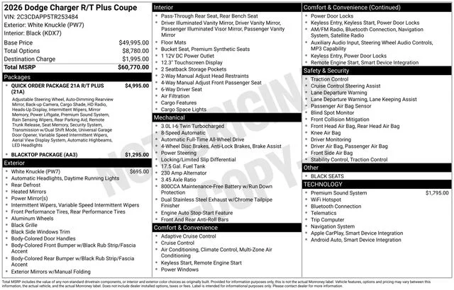 New 2026 White Knuckle Exterior Paint Dodge R/T Plus image 14