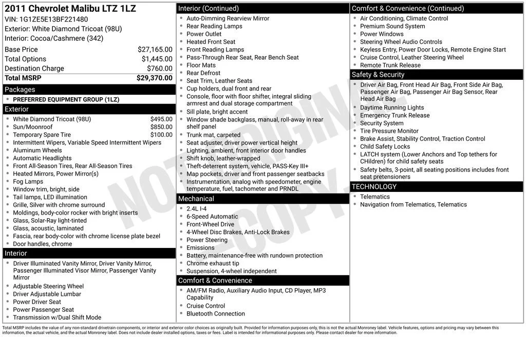 Used 2011 White Diamond Tricoat Chevrolet LTZ image 5