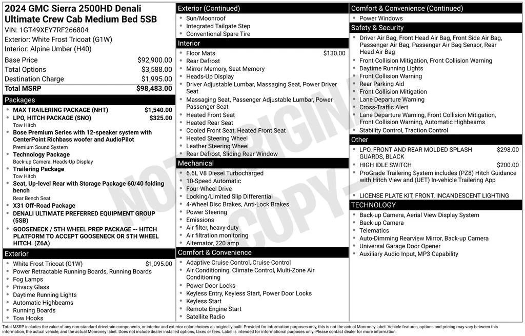 Used 2024 White Frost Tri-Coat GMC Denali Ultimate image 33