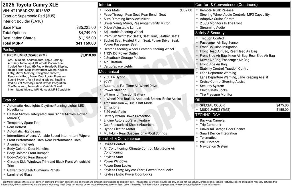 Used 2025 Supersonic Red Toyota XLE image 35