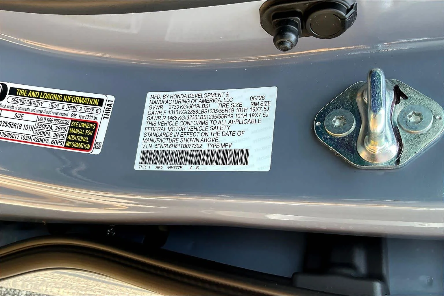 New 2026 Sonic Gray Pearl Honda Touring image 19