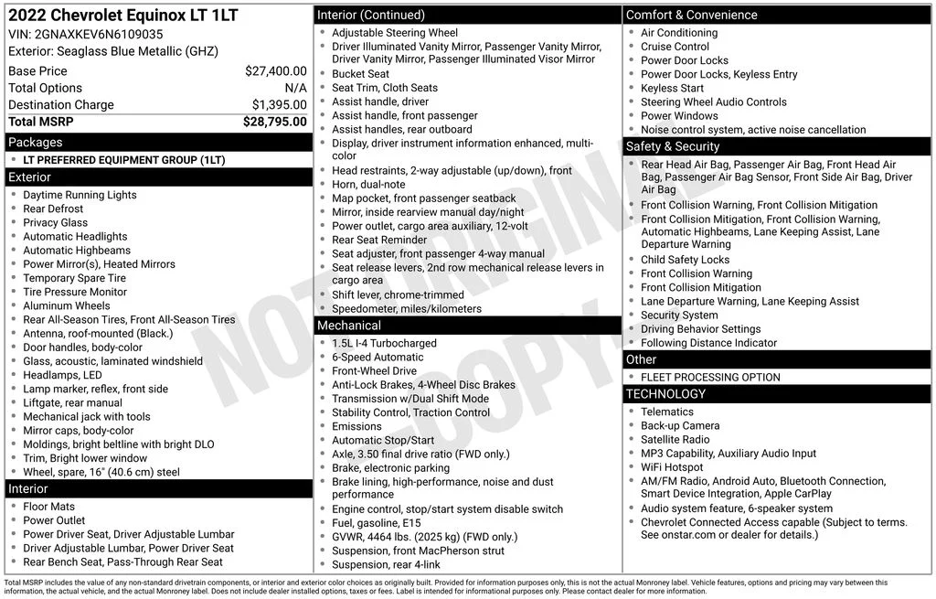 Used 2022 Blue Chevrolet LT image 1