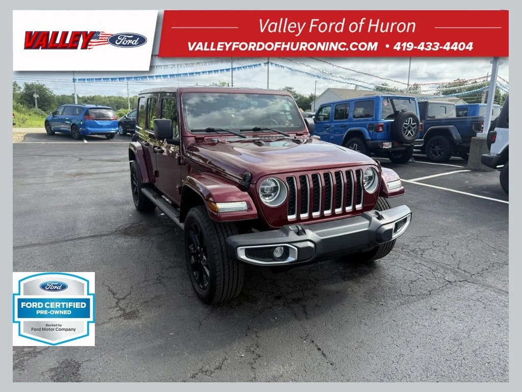 Certified Used 2021 Red Jeep Unlimited Sahara 4xe image 1