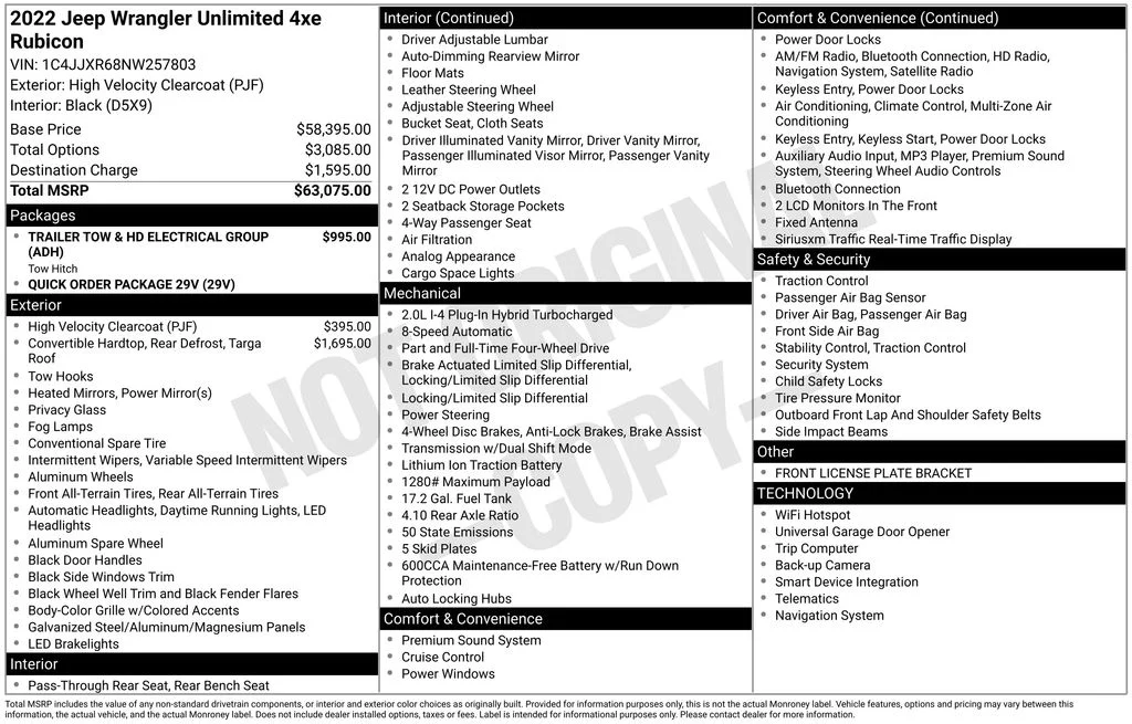 Used 2022 Yellow Jeep Unlimited Rubicon 4xe image 33