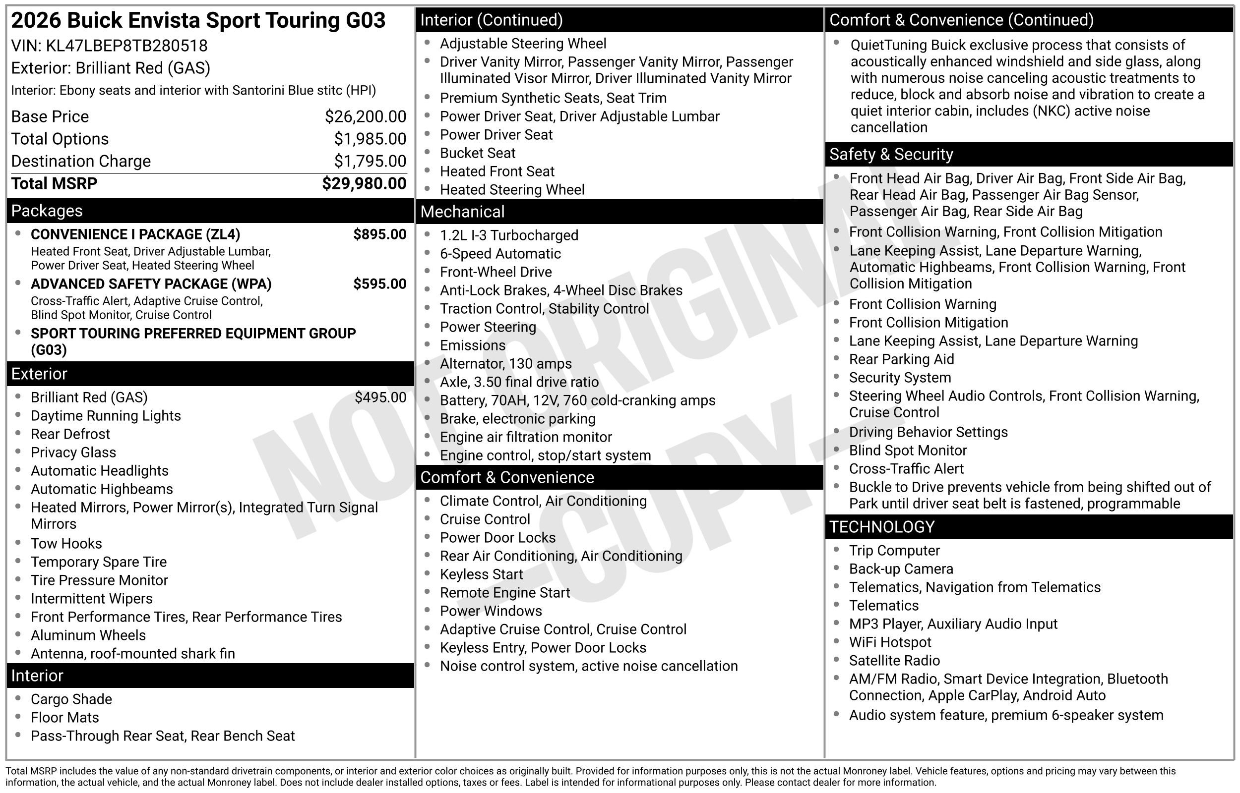 New 2026 Brilliant Red Buick Sport Touring image 38