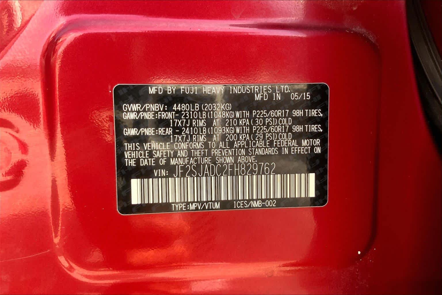 Used 2015 Venetian Red Pearl Subaru 2.5i Premium image 36