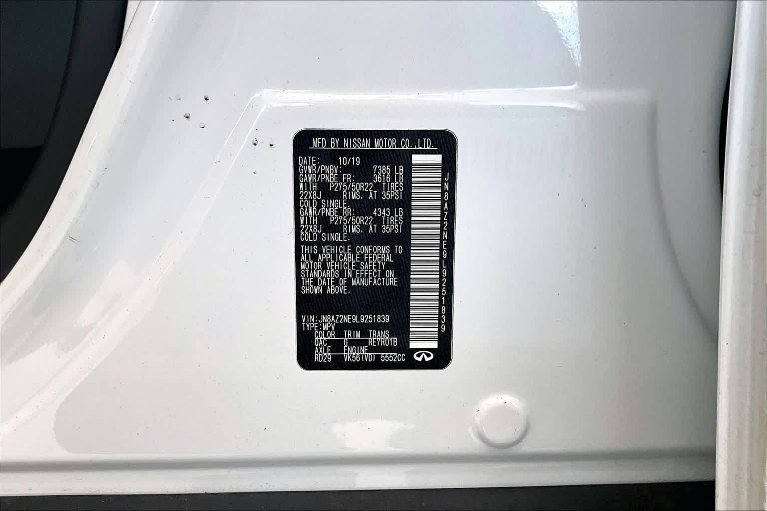 Used 2020 Moonstone White INFINITI LUXE image 31