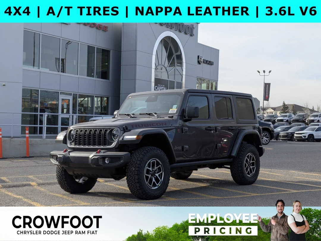 New 2026 Grey Jeep Rubicon - - 4x4 - Nappa Lthr - 3-Pc Hardtop - Safety Grp - 8- Spd Auto - Remote Start & More! image 1