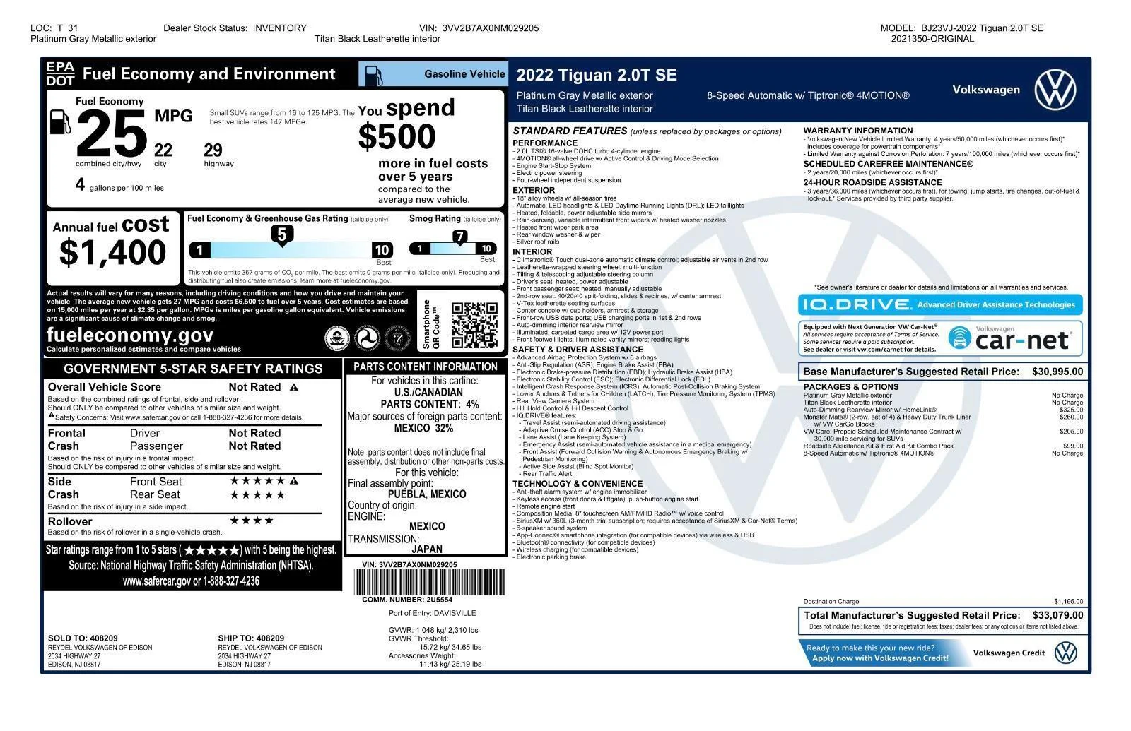 Used 2022 Platinum Gray Metallic Volkswagen SE image 45