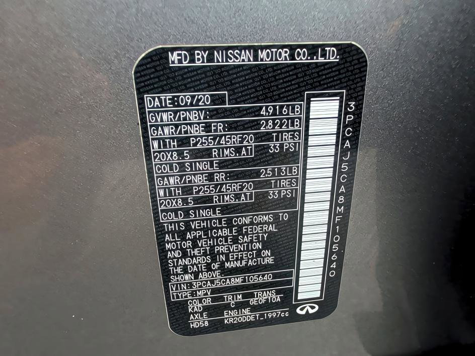 Used 2021 Graphite Shadow INFINITI SENSORY image 32