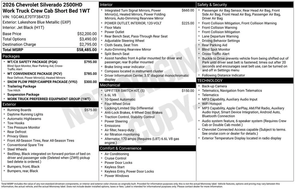 New 2026 Lakeshore Blue Metallic Chevrolet WT image 6